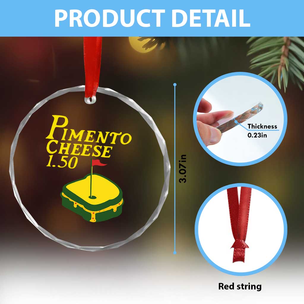 Pimento Cheese Crystal Glass Ornament Golf Foodie Golfer Tournament
