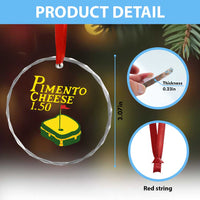 Pimento Cheese Crystal Glass Ornament Golf Foodie Golfer Tournament