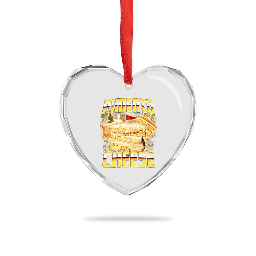 Pimento Cheese Heart Crystal Glass Ornament Funny Cheesemonger Cheese Lovers Bootleg Art