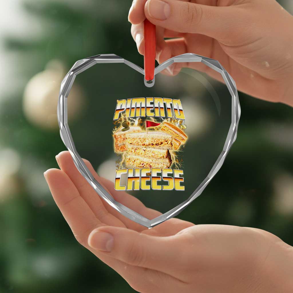Pimento Cheese Heart Crystal Glass Ornament Funny Cheesemonger Cheese Lovers Bootleg Art