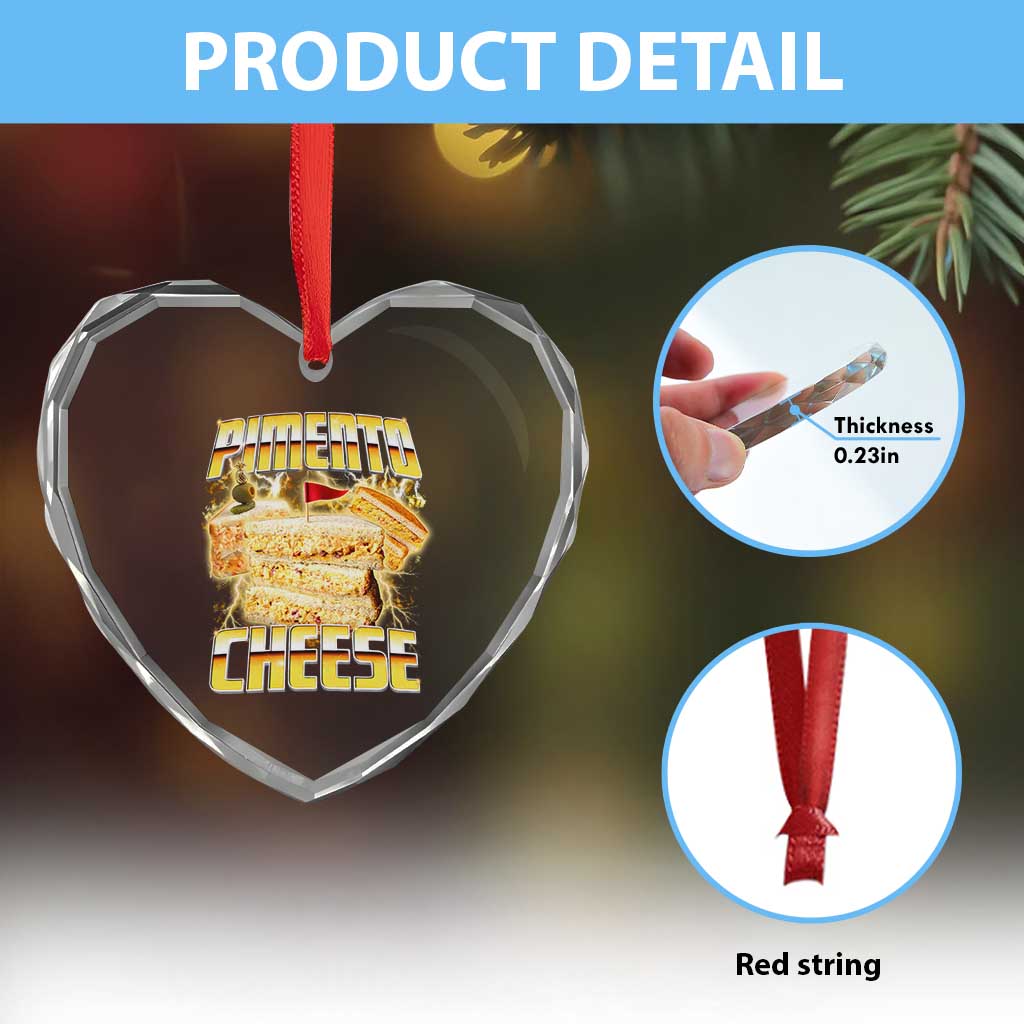 Pimento Cheese Heart Crystal Glass Ornament Funny Cheesemonger Cheese Lovers Bootleg Art