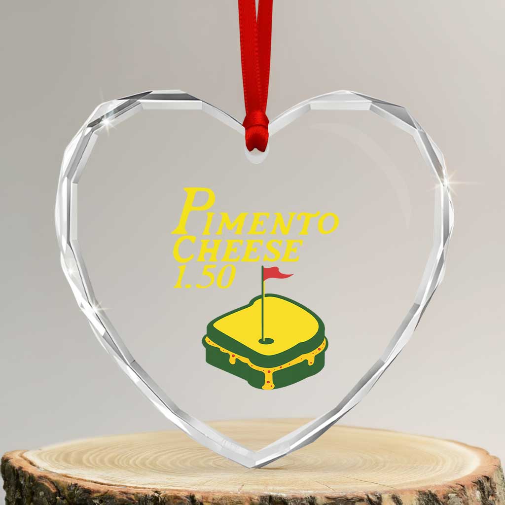 Pimento Cheese Heart Crystal Glass Ornament Golf Foodie Golfer Tournament