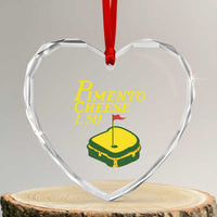 Pimento Cheese Heart Crystal Glass Ornament Golf Foodie Golfer Tournament