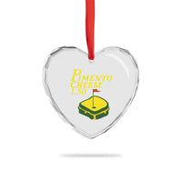Pimento Cheese Heart Crystal Glass Ornament Golf Foodie Golfer Tournament