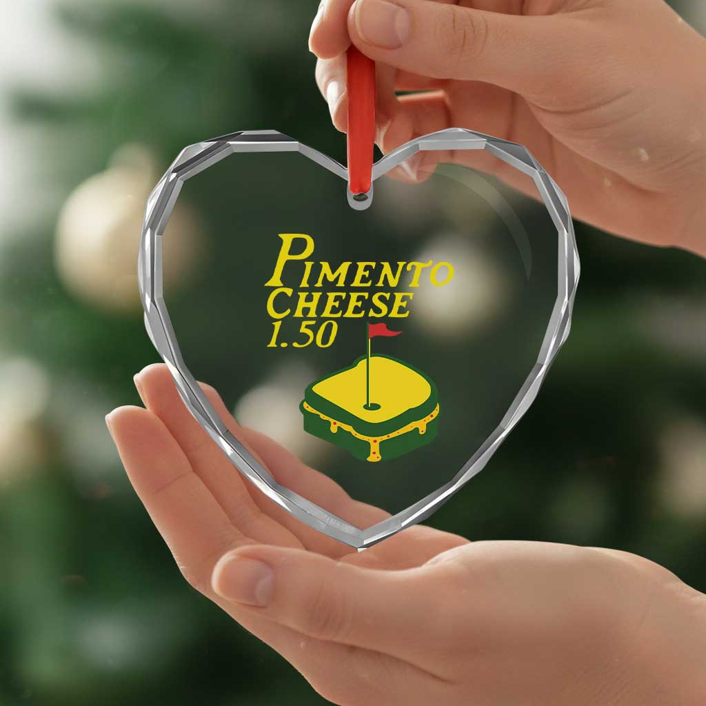 Pimento Cheese Heart Crystal Glass Ornament Golf Foodie Golfer Tournament