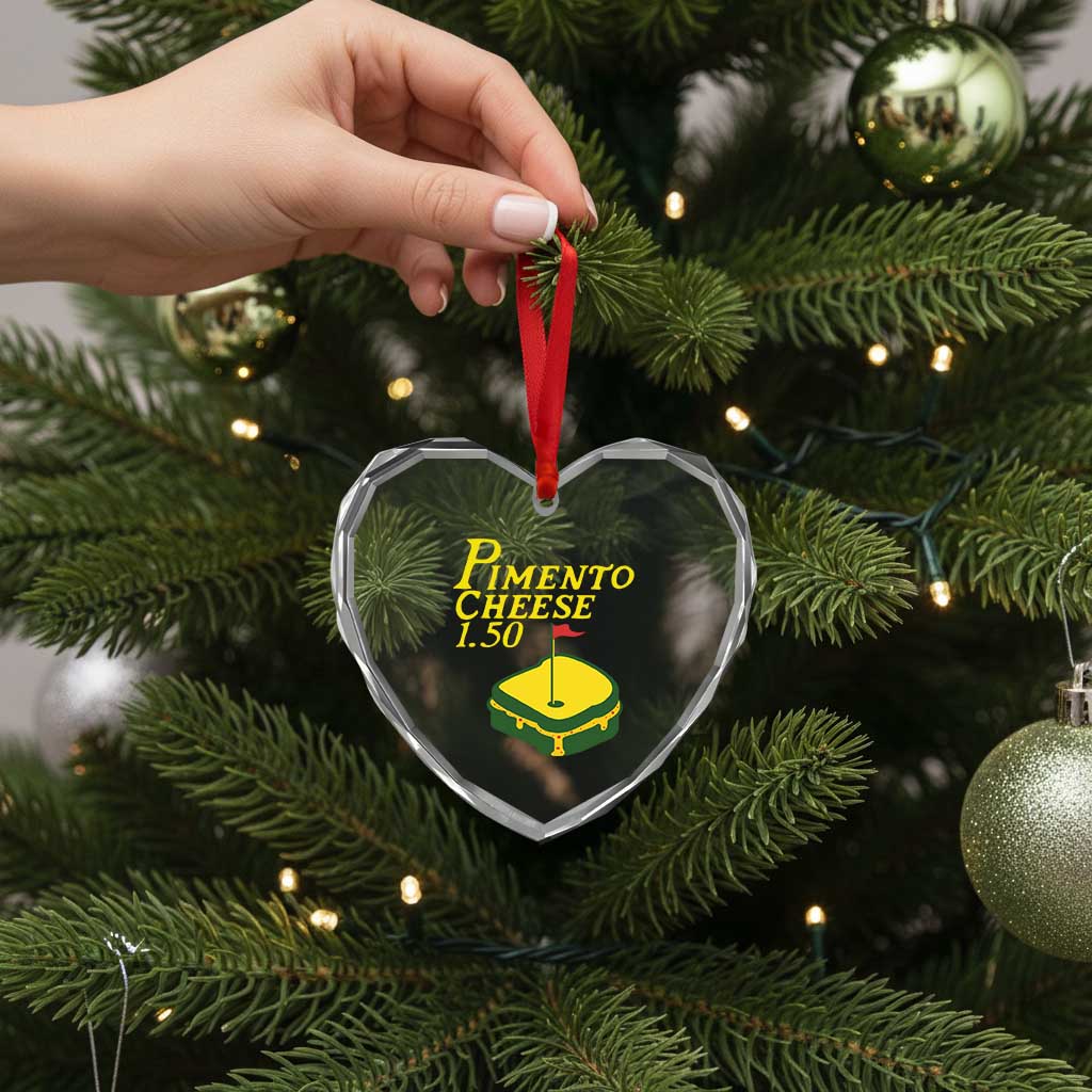 Pimento Cheese Heart Crystal Glass Ornament Golf Foodie Golfer Tournament