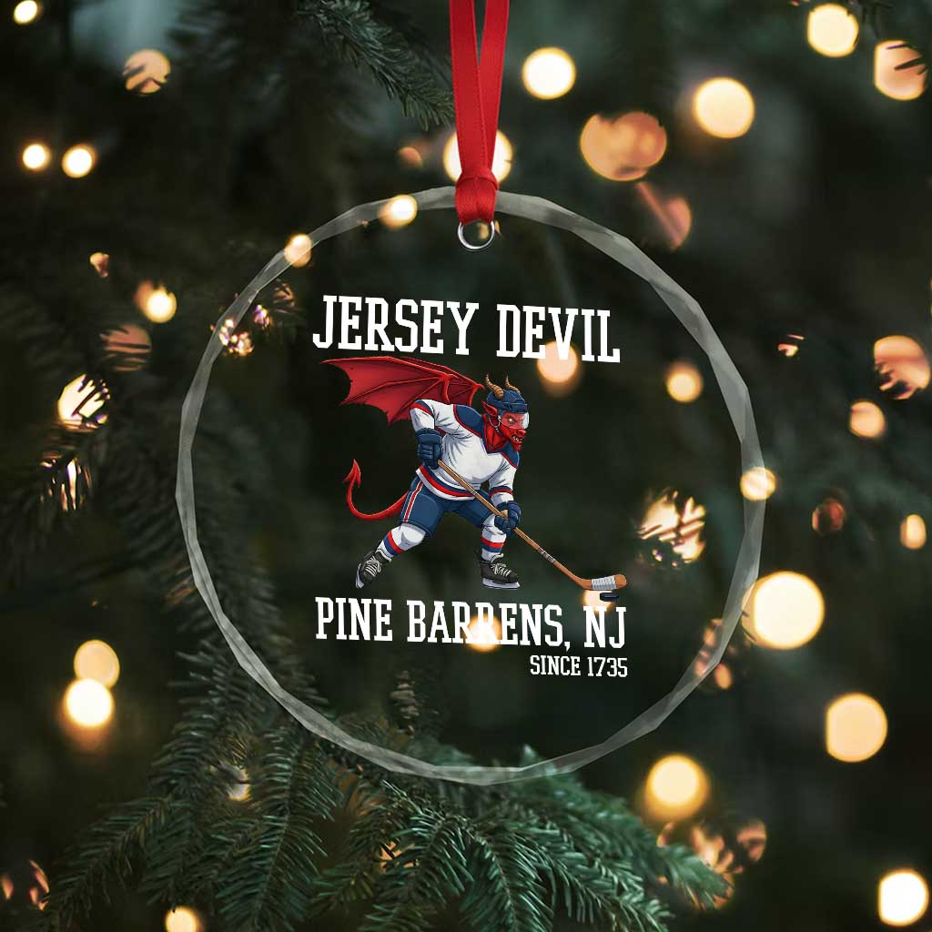 Pine Barrens New Jersey Devil Crystal Glass Ornament Gothic Horror Ice Hockey Gift - Wonder Print Shop