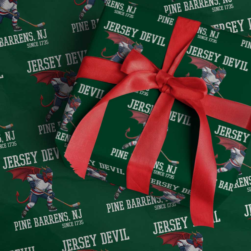 Pine Barrens New Jersey Devil Wrapping Paper Roll Gothic Horror Ice Hockey Gift - Wonder Print Shop