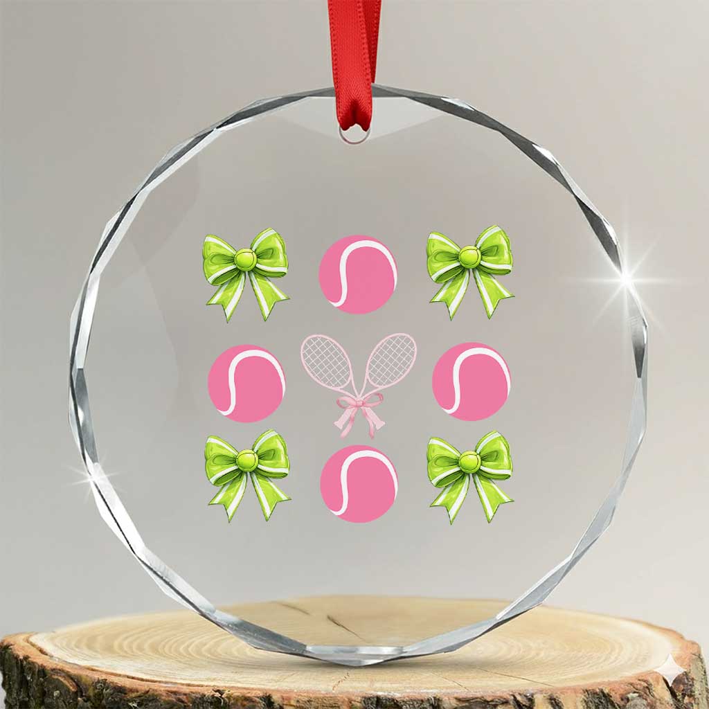 Pink Bow Coquette Tennis Lover Crystal Glass Ornament Funny Tennis Girl Gift - Wonder Print Shop
