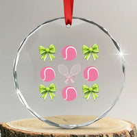 Pink Bow Coquette Tennis Lover Crystal Glass Ornament Funny Tennis Girl Gift - Wonder Print Shop