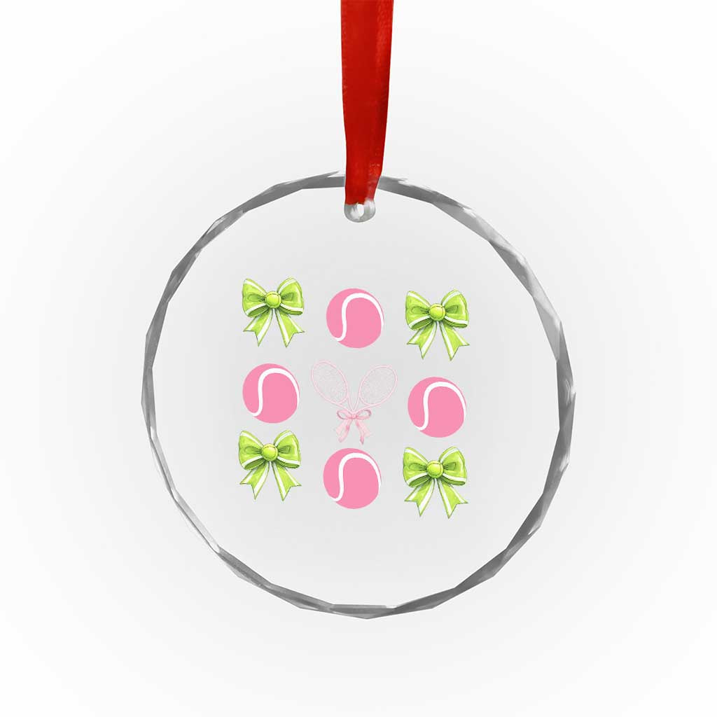 Pink Bow Coquette Tennis Lover Crystal Glass Ornament Funny Tennis Girl Gift - Wonder Print Shop