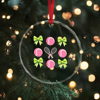 Pink Bow Coquette Tennis Lover Crystal Glass Ornament Funny Tennis Girl Gift - Wonder Print Shop