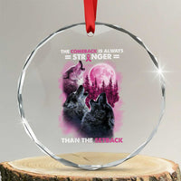 Pink Breast Cancer Crystal Glass Ornament Pink Ribbon Comeback Stronger Than Setback Wolf Moon TS10