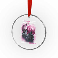 Pink Breast Cancer Crystal Glass Ornament Pink Ribbon Comeback Stronger Than Setback Wolf Moon TS10