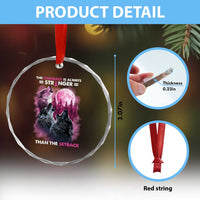 Pink Breast Cancer Crystal Glass Ornament Pink Ribbon Comeback Stronger Than Setback Wolf Moon TS10