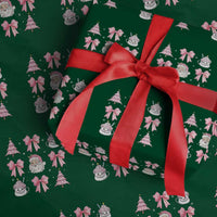 Pink Christmas Coquette Bow Wrapping Paper Roll Santa Festive Xmas Vibe