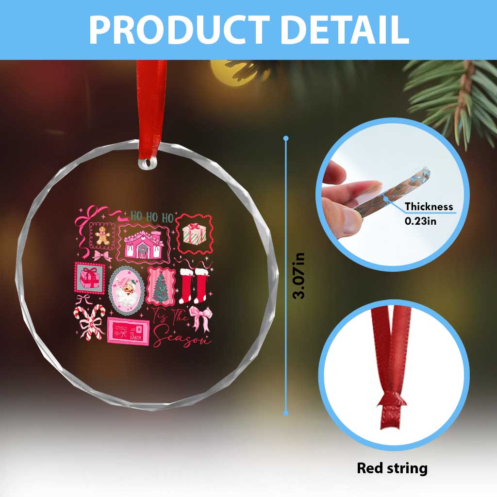 Pink Christmas Crystal Glass Ornament Old Xmas Vintage Pink Santa Claus - Wonder Print Shop