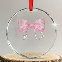 Pink Coquette Nurse Crystal Glass Ornament Toile de Jouy Stethoscope Bow TS10