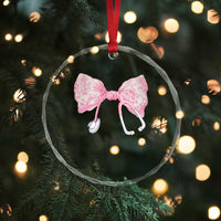 Pink Coquette Nurse Crystal Glass Ornament Toile de Jouy Stethoscope Bow TS10