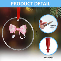 Pink Coquette Nurse Crystal Glass Ornament Toile de Jouy Stethoscope Bow TS10