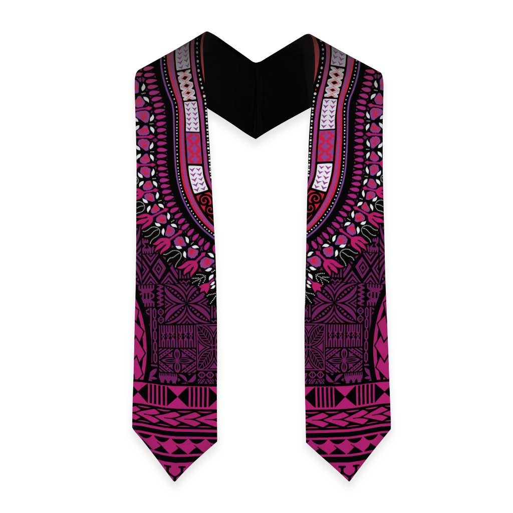 Pink Dashiki and Tapa Pattern Graduation Stole Africa-Polynesia Together Culture