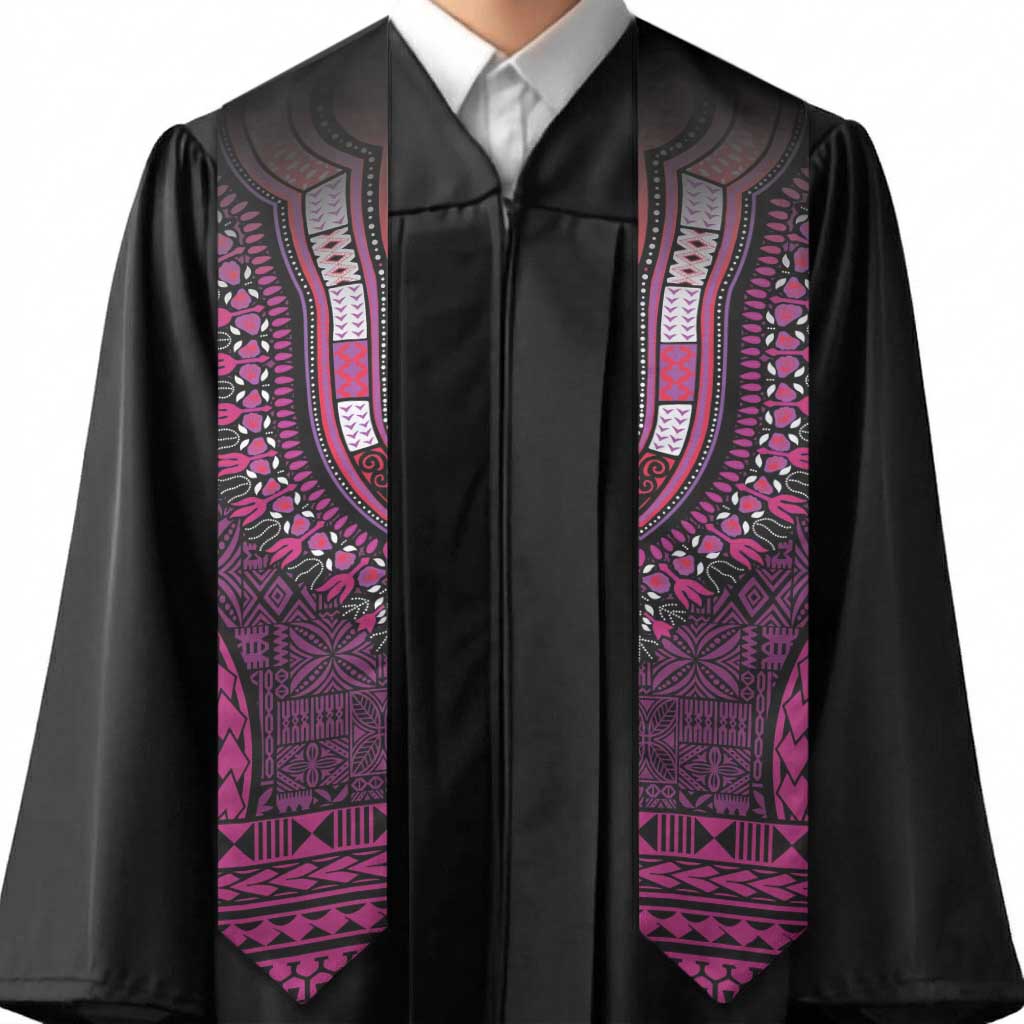 Pink Dashiki and Tapa Pattern Graduation Stole Africa-Polynesia Together Culture