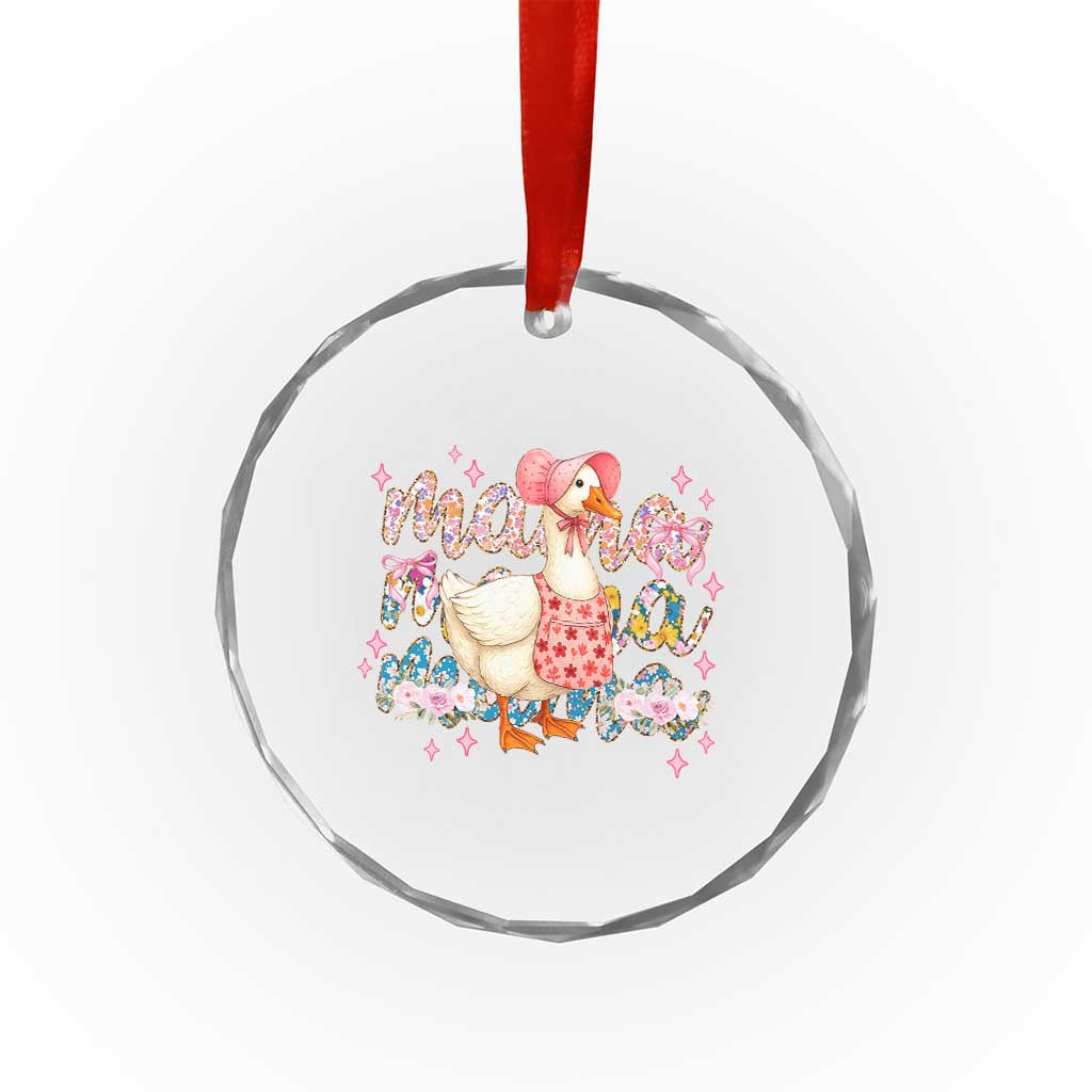 Pink Floral Mama Goose Crystal Glass Ornament Retro Botanical Mom Mothers Day - Wonder Print Shop