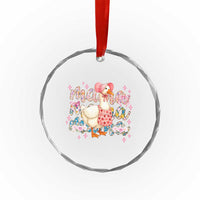 Pink Floral Mama Goose Crystal Glass Ornament Retro Botanical Mom Mothers Day - Wonder Print Shop