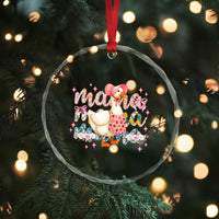 Pink Floral Mama Goose Crystal Glass Ornament Retro Botanical Mom Mothers Day - Wonder Print Shop