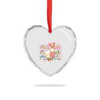 Pink Floral Mama Goose Heart Crystal Glass Ornament Retro Botanical Mom Mothers Day - Wonder Print Shop