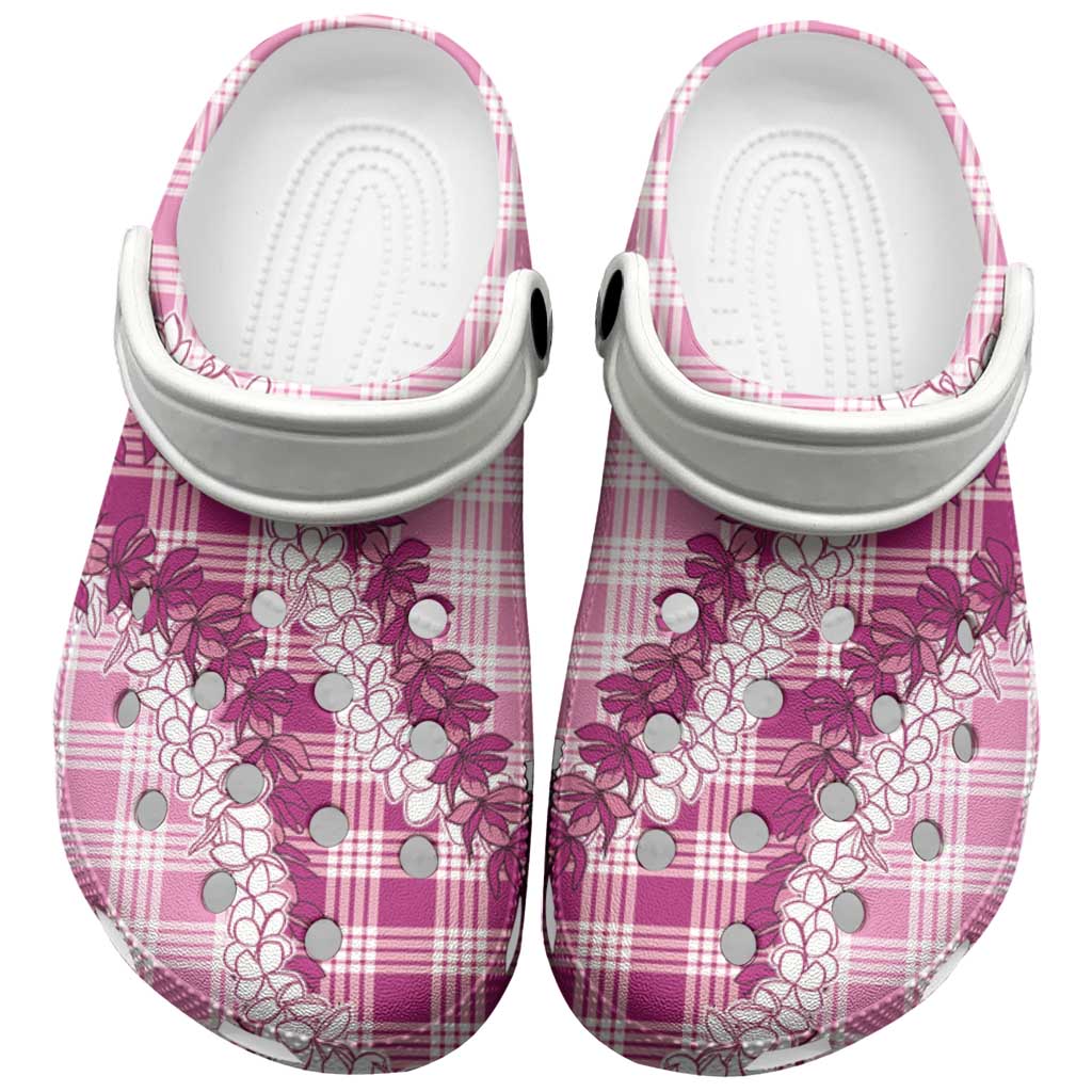 Pink Hawaii Palaka Clogs Shoes Hawaiian Honohono Lei