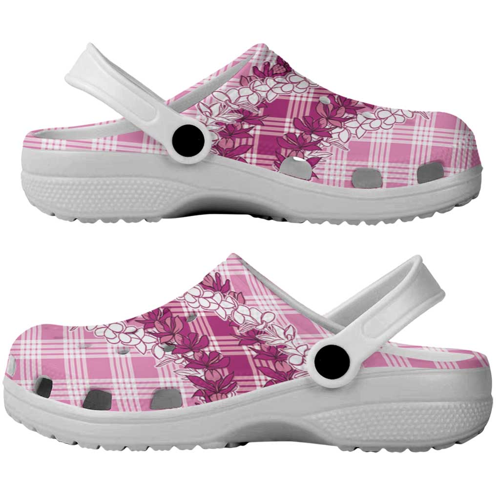 Pink Hawaii Palaka Clogs Shoes Hawaiian Honohono Lei