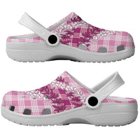Pink Hawaii Palaka Clogs Shoes Hawaiian Honohono Lei