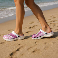 Pink Hawaii Palaka Clogs Shoes Hawaiian Honohono Lei