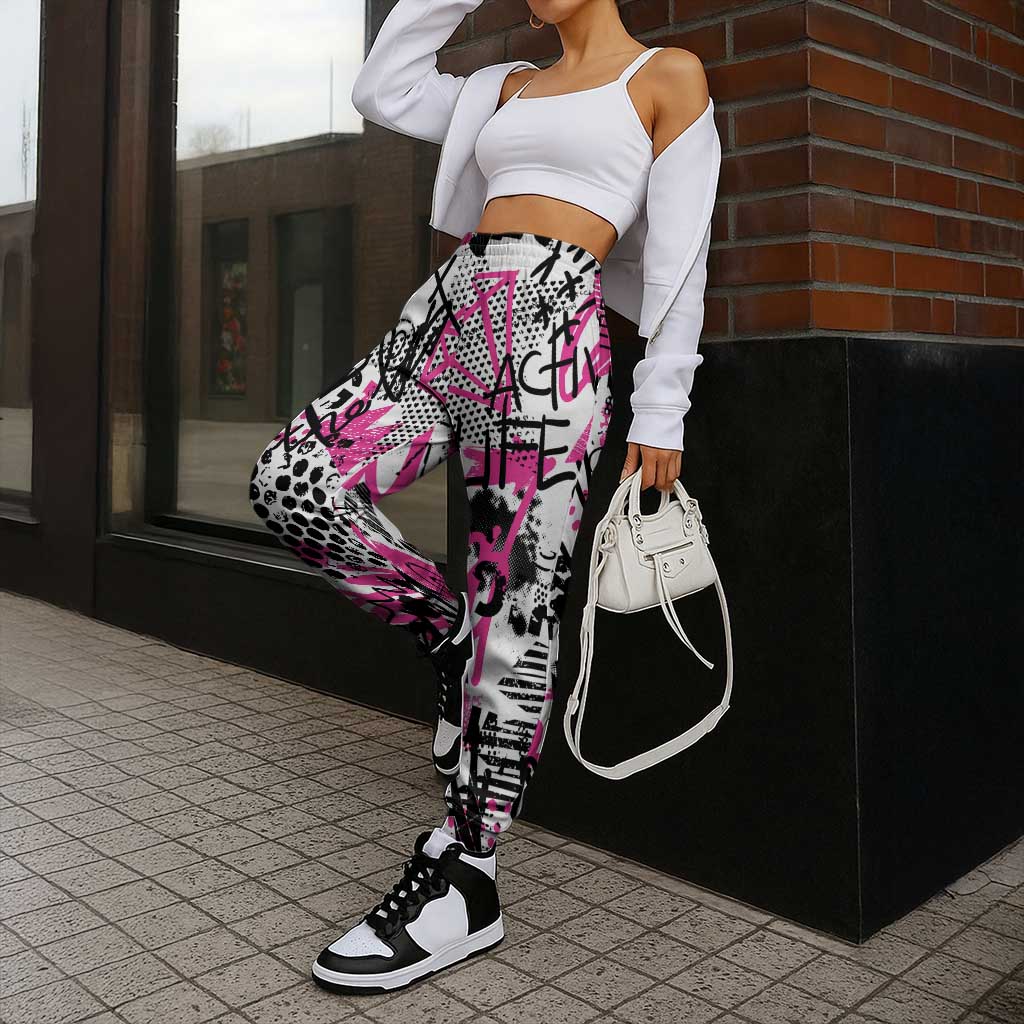 Pink Power Graffiti Jogger Pants Breast Cancer Awareness - Wonder Print Shop