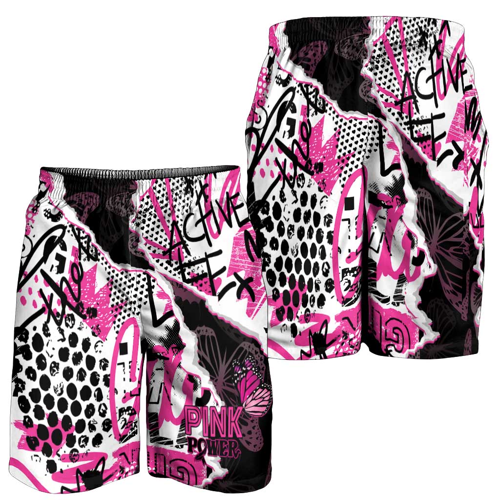 Pink Power Graffiti Shorts for Men Breast Cancer Awareness - Wonder Print Shop