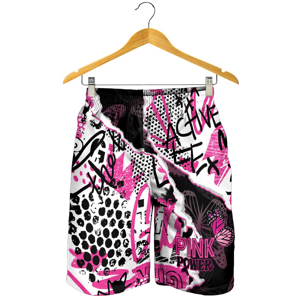 Pink Power Graffiti Shorts for Men Breast Cancer Awareness - Wonder Print Shop
