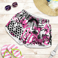Pink Power Graffiti Shorts for Women Breast Cancer Awareness - Wonder Print Shop