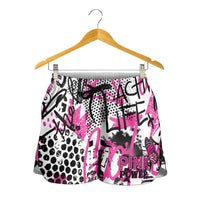 Pink Power Graffiti Shorts for Women Breast Cancer Awareness - Wonder Print Shop