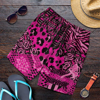 Pink Ribbon Animals Skin African Mixed Shorts for Men Zipper Stylized - Wonder Print Shop