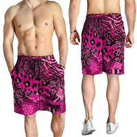 Pink Ribbon Animals Skin African Mixed Shorts for Men Zipper Stylized - Wonder Print Shop