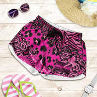 Pink Ribbon Animals Skin African Mixed Shorts for Women Zipper Stylized - Wonder Print Shop