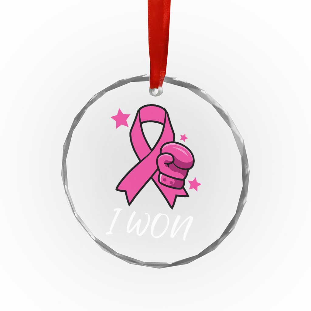 Pink Ribbon Crystal Glass Ornament I Won Breast Cancer Awareness - Wonder Print Shop