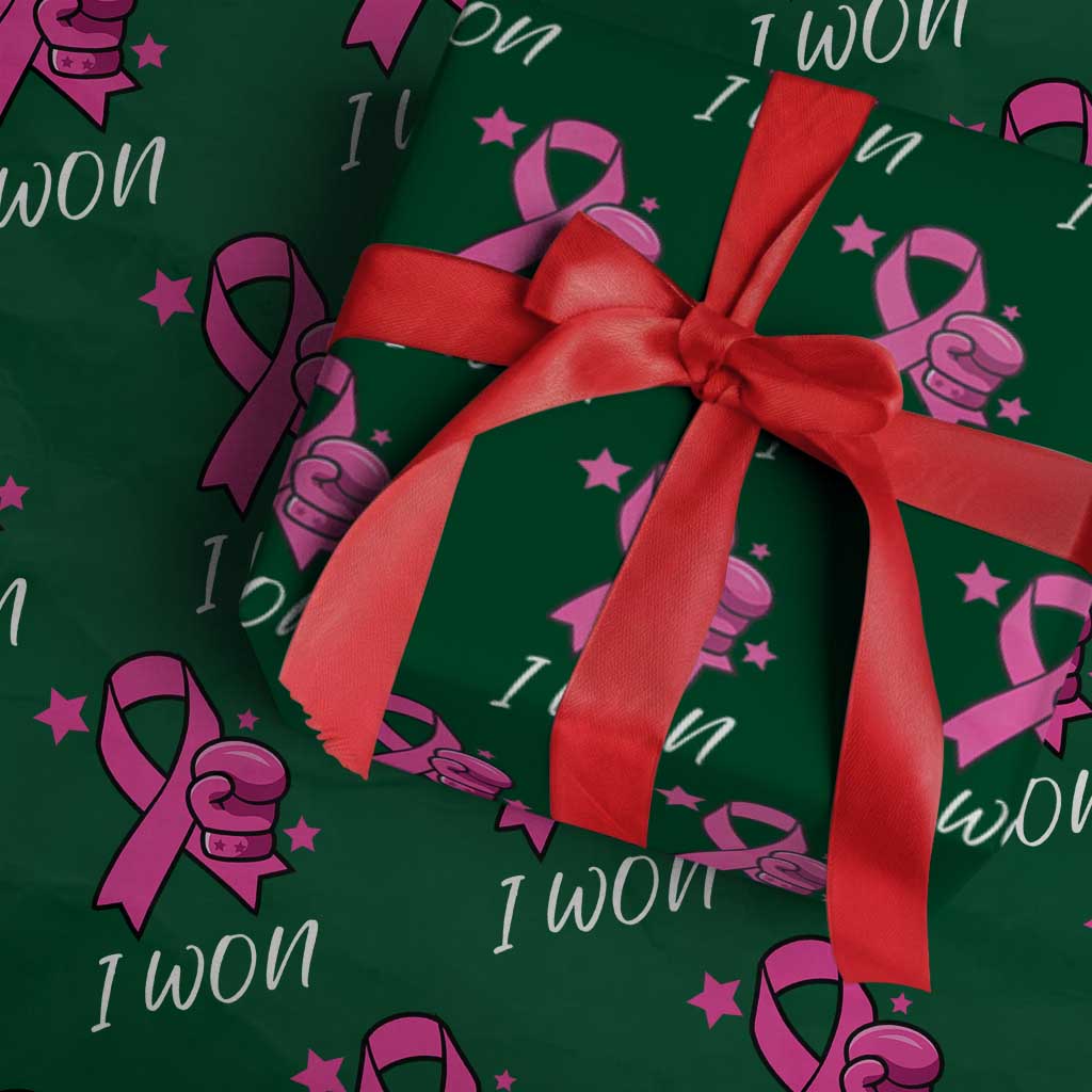 Pink Ribbon Wrapping Paper Roll I Won Breast Cancer Awareness - Wonder Print Shop