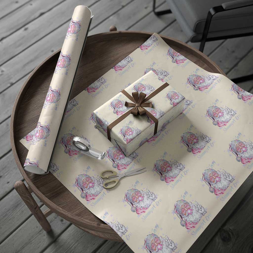 Pink Santa Christmas Wrapping Paper Roll Bubble Gum Peace Sign - Wonder Print Shop