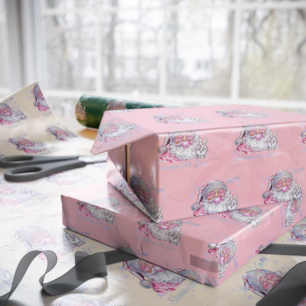Pink Santa Christmas Wrapping Paper Roll Bubble Gum Peace Sign - Wonder Print Shop