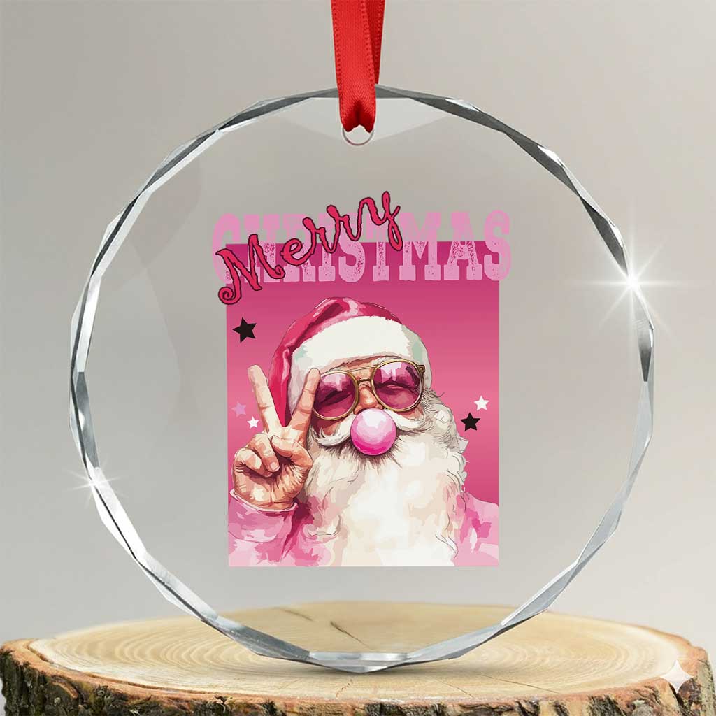 Pink Santa Retro Xmas Crystal Glass Ornament Blowing Bubble Pink Xmas Matching Family Group Party TS10