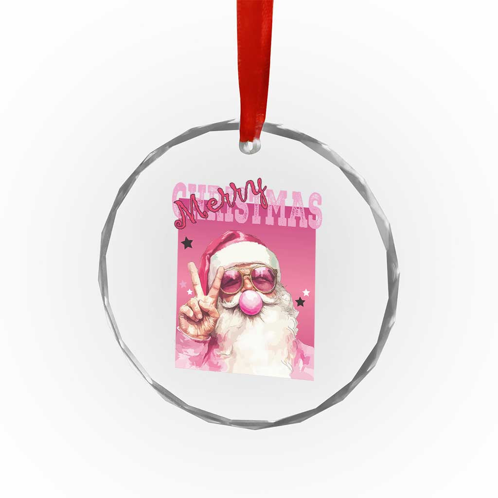 Pink Santa Retro Xmas Crystal Glass Ornament Blowing Bubble Pink Xmas Matching Family Group Party TS10