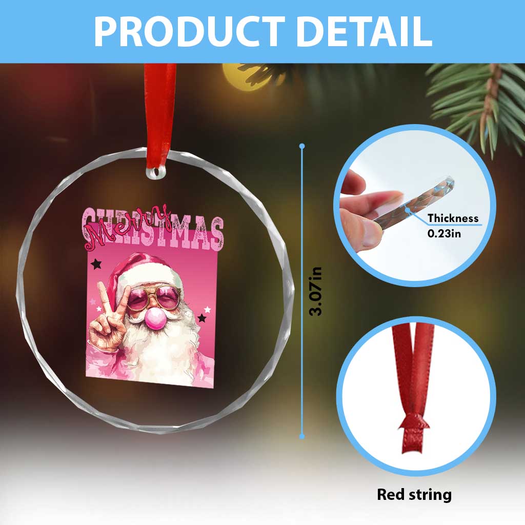Pink Santa Retro Xmas Crystal Glass Ornament Blowing Bubble Pink Xmas Matching Family Group Party TS10