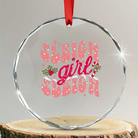 Pink Xmas Sleigh Girl Sleigh Crystal Glass Ornament TS09